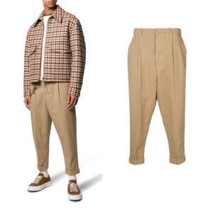 Ami Paris Oversized Ami de Coeur Carrot Fit Trousers in Tan Men's Size Large
